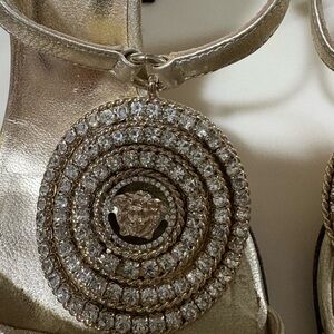 Versace Gold Crystal Sandals - Y2K - Vintage